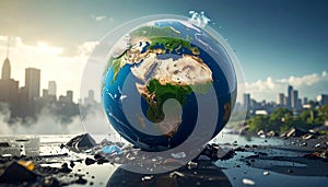 Illustration of the Earth Crying Due to Pollution