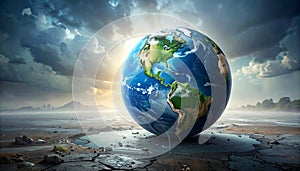 Illustration of the Earth Crying Due to Pollution