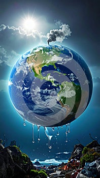 Illustration of the Earth Crying Due to Pollution