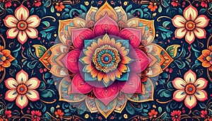 Vibrant Mandala Floral Pattern
