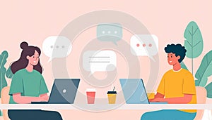 Modern Communication and Coworking Concept Illustration