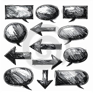 Hand-Drawn Speech Bubbles and Arrows Collection