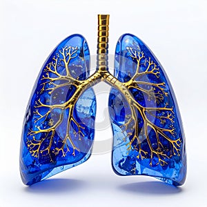 Abstract Blue and Gold Lungs