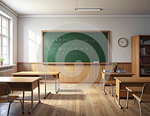 Simple arithmetic number sentence on blackboard