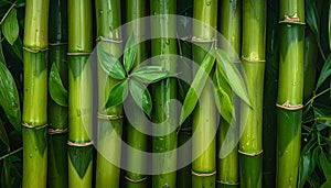 A cluster of leafy green bamboo stems.