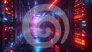 Data Center Server Room Futuristic Technology Infrastructure