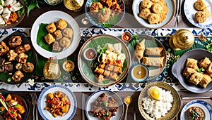 Lavish Indonesian Cuisine Spread for Eid al-Fitr Celebration