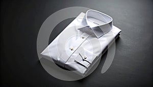 Folded White Dress Shirt on Smooth Matte Black Surface
