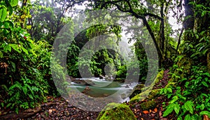 A panorama of the costa rica rain forest