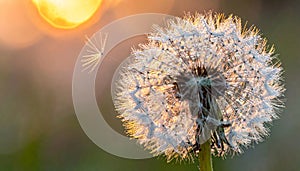 Close up side view of dandelion