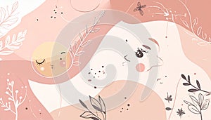 Children's design vector. Fun and childish hand drawn doodle design background