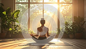 Serene Yoga Meditation in Sunlight