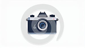 Minimalist Vintage Film Camera Flat Design Icon