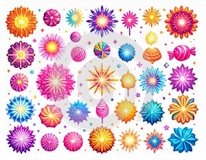 Vibrant Abstract Festive Elements Collection on White