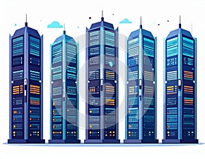 Futuristic Digital Data Center Towers