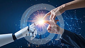 Futuristic Concept of Human and AI Collaboration- Visualization of Humanoid Robots