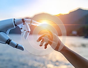 Futuristic Concept of Human and AI Collaboration- Visualization of Humanoid Robots