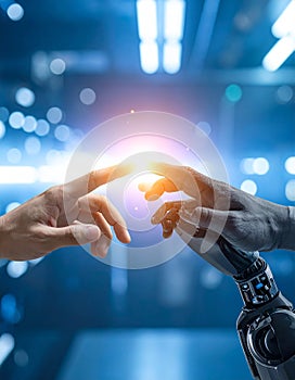 Futuristic Concept of Human and AI Collaboration- Visualization of Humanoid Robots