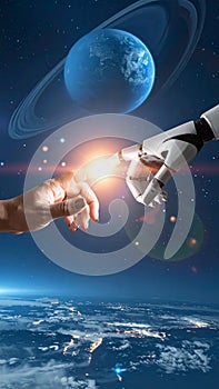 Futuristic Concept of Human and AI Collaboration- Visualization of Humanoid Robots