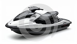 Dynamic angled jet ski on pure white studio background