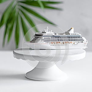 Detailed deck cruise model, clean white travel concept shot