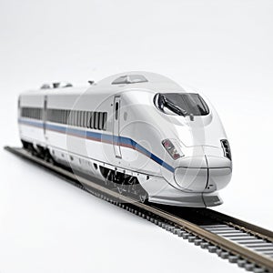 Modern Japanese bullet train miniature, sleek studio shot