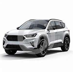 Hybrid SUV front-angle studio shot on pure white background