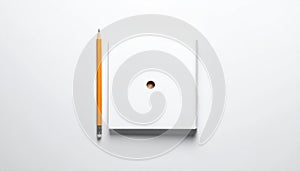 Blank Notebook and Pencil on White Background