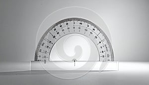 Transparent Protractor on Gray Background