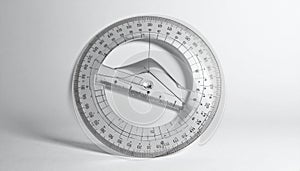 Transparent Protractor on White Background