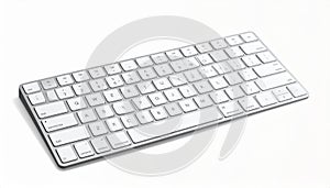Modern White Wireless Keyboard on White Background