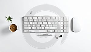 Minimalist Workspace with Coffee