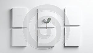 Blank Square Book Mockup with Plant