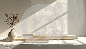 Minimalist Still Life with Vase and Drafting Tools