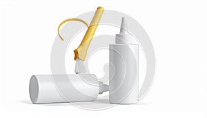 Glue Bottles on White Background