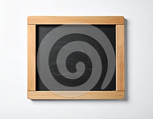 One blank small blackboard on white wall