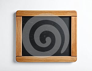 One blank small blackboard on white wall