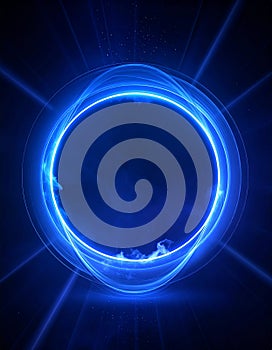 The circular energy ring emits internal radiation. Light beam curves transform