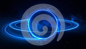 The circular energy ring emits internal radiation. Light beam curves transform