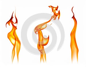 Fire flames isolated on white background