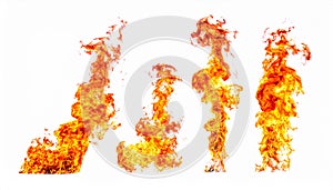 Fire flames isolated on white background