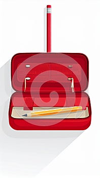 Pencil case flat icon. Vector, illustration