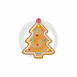 Decorated Gingerbread Christmas Tree Cookie Illustration