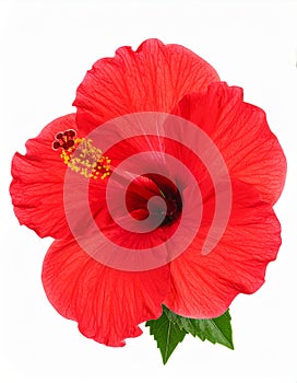Beautiful red hibiscus flower isolated on white