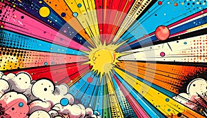 Retro style colorful comic book pop art background