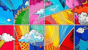 Retro style colorful comic book pop art background