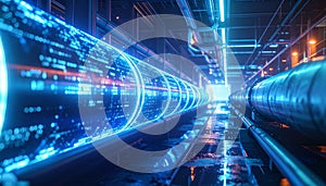 Holographic Data Flow Along Metallic Pipe Network