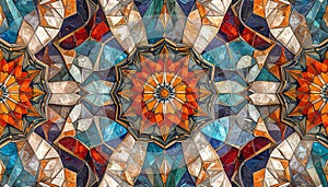 Colorful geometric seamless ornate pattern