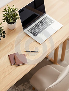 Modern Workspace with Laptop and Accessories