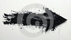 Dynamic black arrow painted on a white